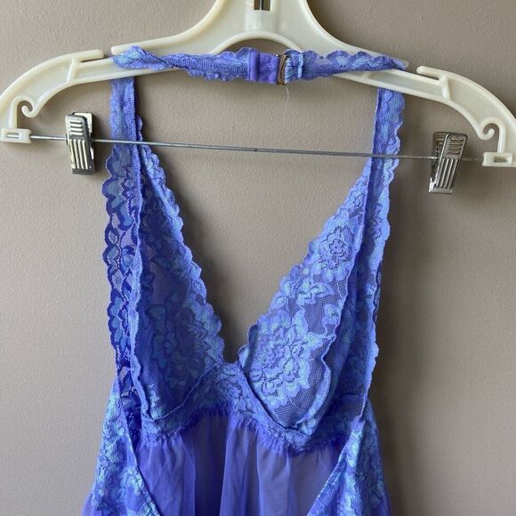 Victoria’s Secret Lavender Lace Halter Babydoll Chemise – Size L - Picture 8 of 9